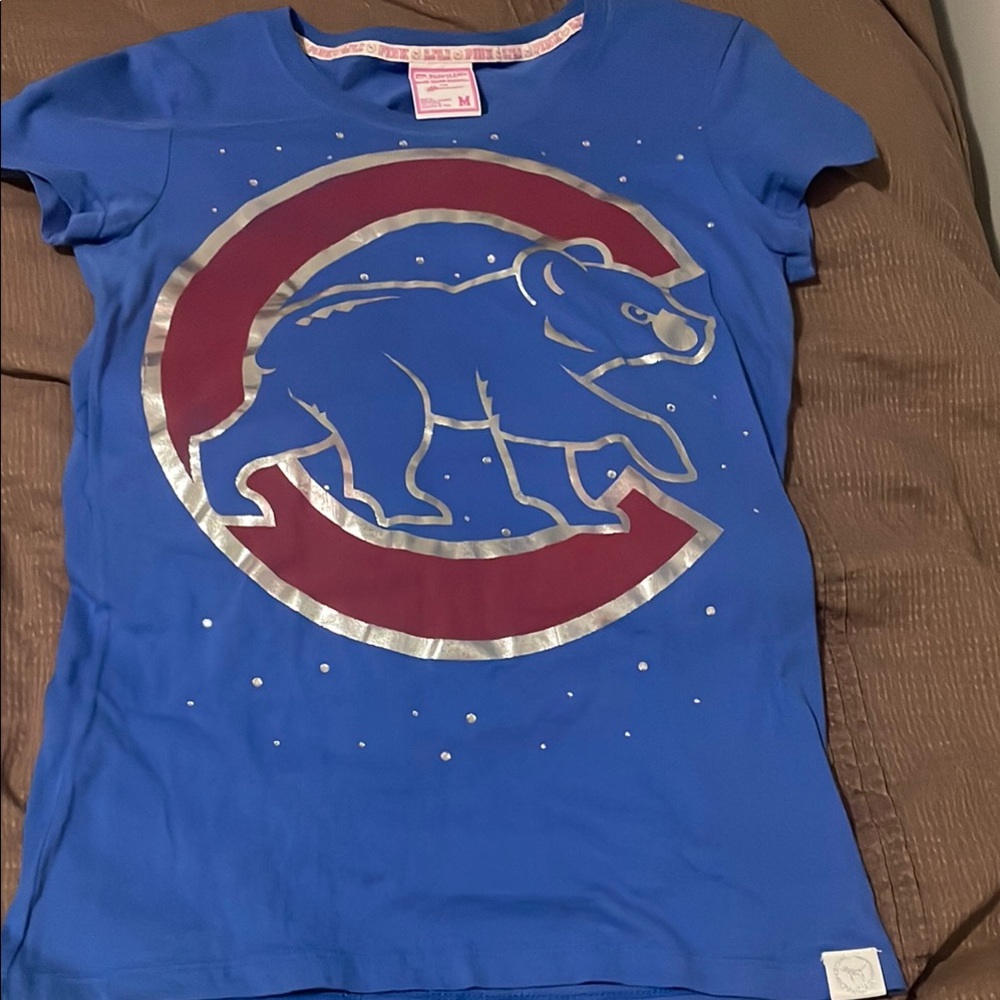 PINK Victoria's Secret Blue and Red Bear Tee